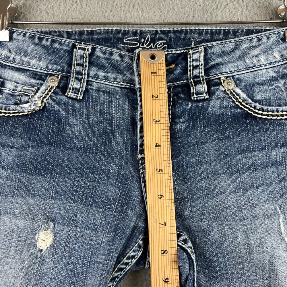 Silver Jeans Co Frances Low Rise Bootcut Distressed Medium Wash Jeans 27x31 - Picture 8 of 11